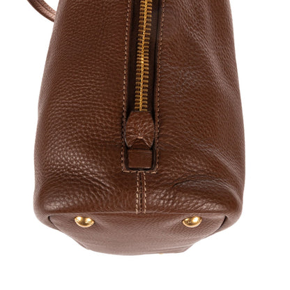 Prada Large Zip Tote Bag Brown Vitello Dyno — view 8