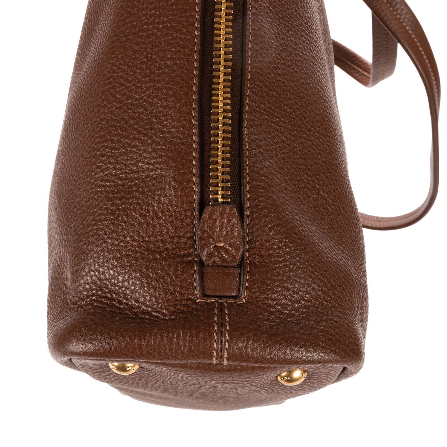 Prada Large Zip Tote Bag Brown Vitello Dyno — view 7