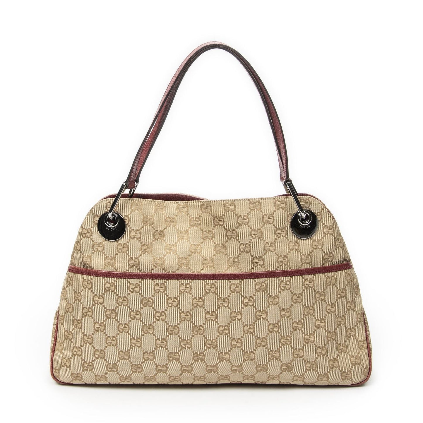 Gucci Eclipse Tote Bag Beige Burgundy GG Canvas