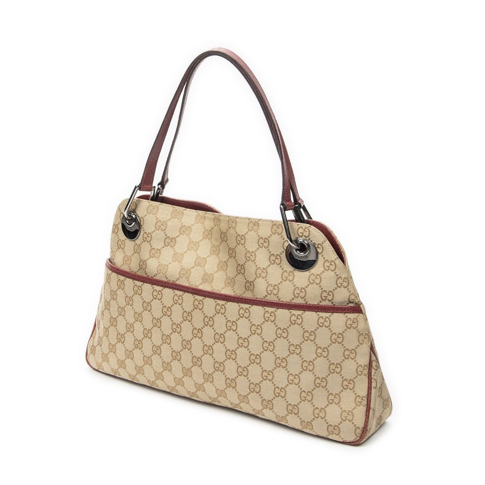 Gucci Eclipse Tote Bag Beige Burgundy GG Canvas — view 2