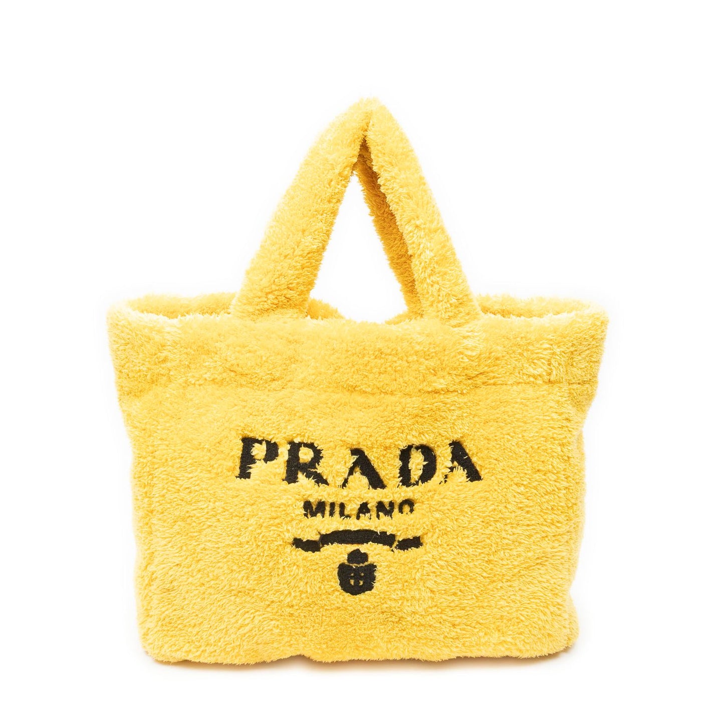 Prada Logo Terry Cloth Tote Bag Yellow Sheep