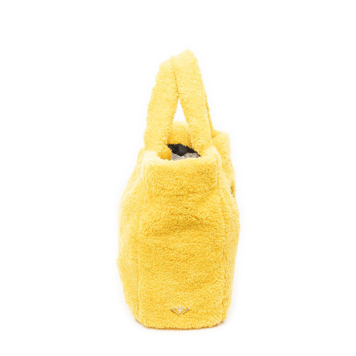 Prada Logo Terry Cloth Tote Bag Yellow Sheep — view 4