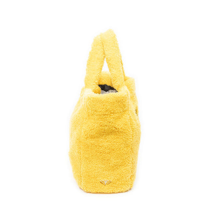 Prada Logo Terry Cloth Tote Bag Yellow Sheep — view 4