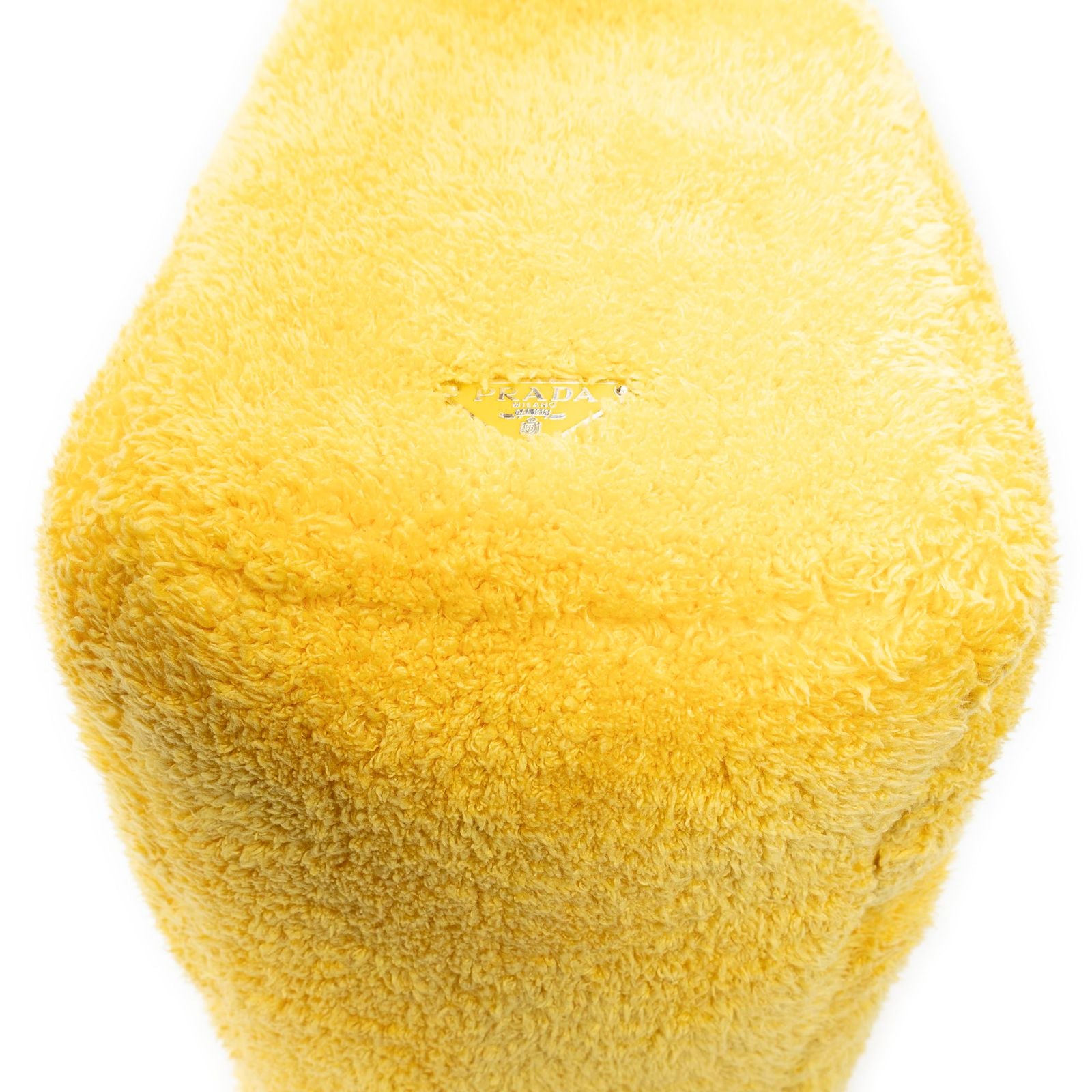 Prada Logo Terry Cloth Tote Bag Yellow Sheep — view 8