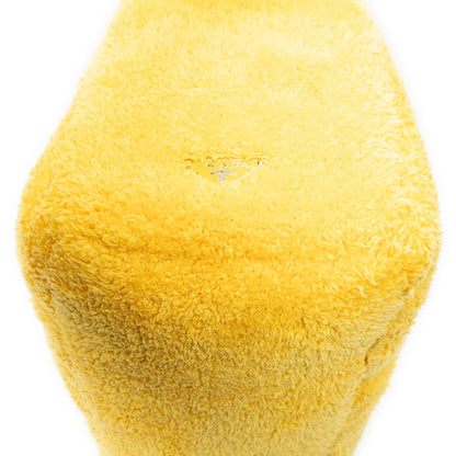 Prada Logo Terry Cloth Tote Bag Yellow Sheep — view 8