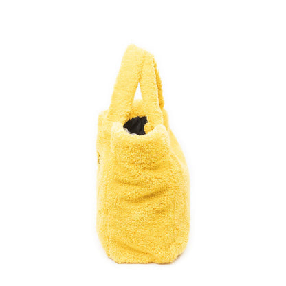 Prada Logo Terry Cloth Tote Bag Yellow Sheep — view 3