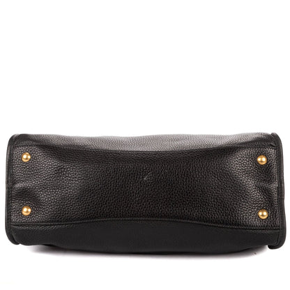 Prada Zip Tote Bag Black Grain Calfskin Leather — view 6