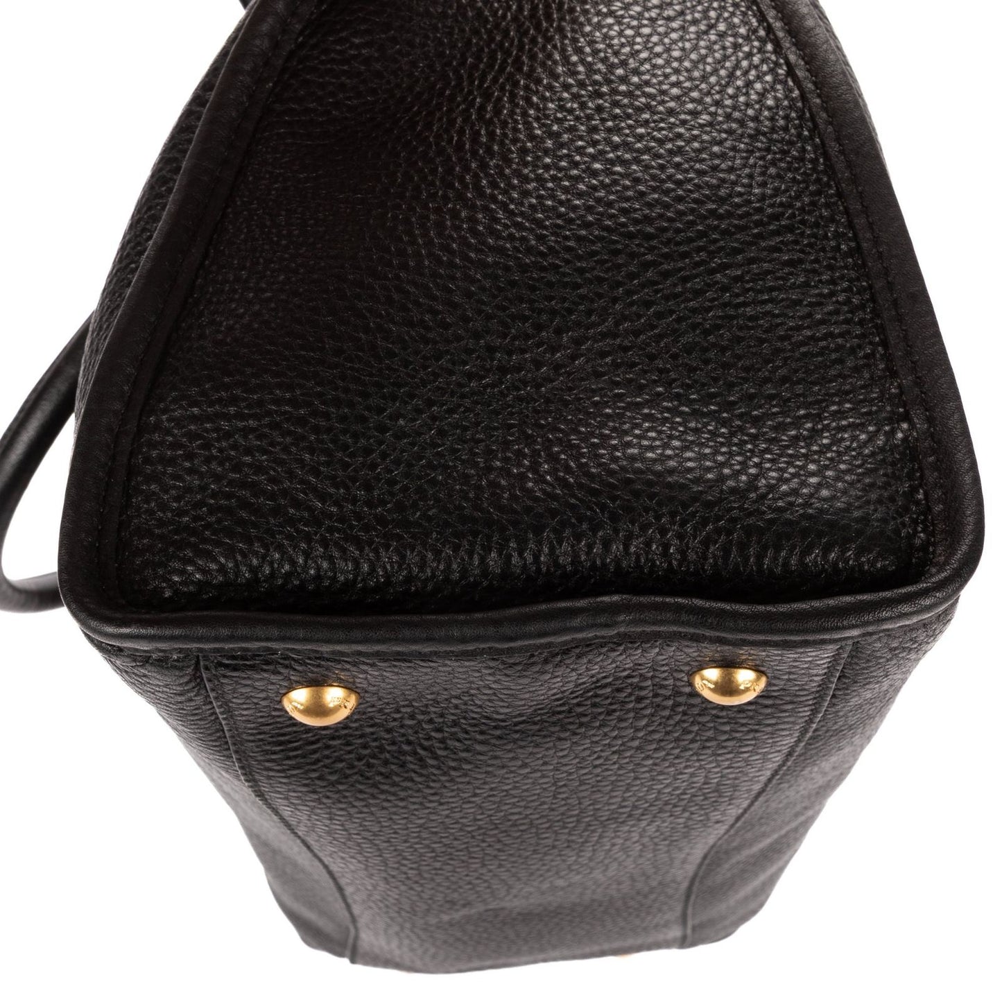 Prada Zip Tote Bag Black Grain Calfskin Leather — view 7