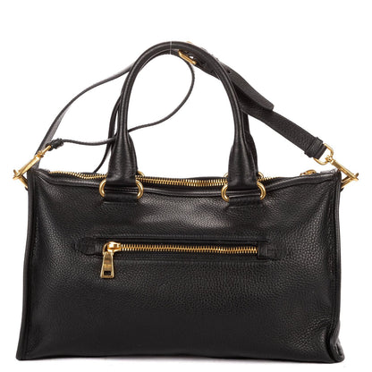 Prada Zip Tote Bag Black Grain Calfskin Leather — view 5