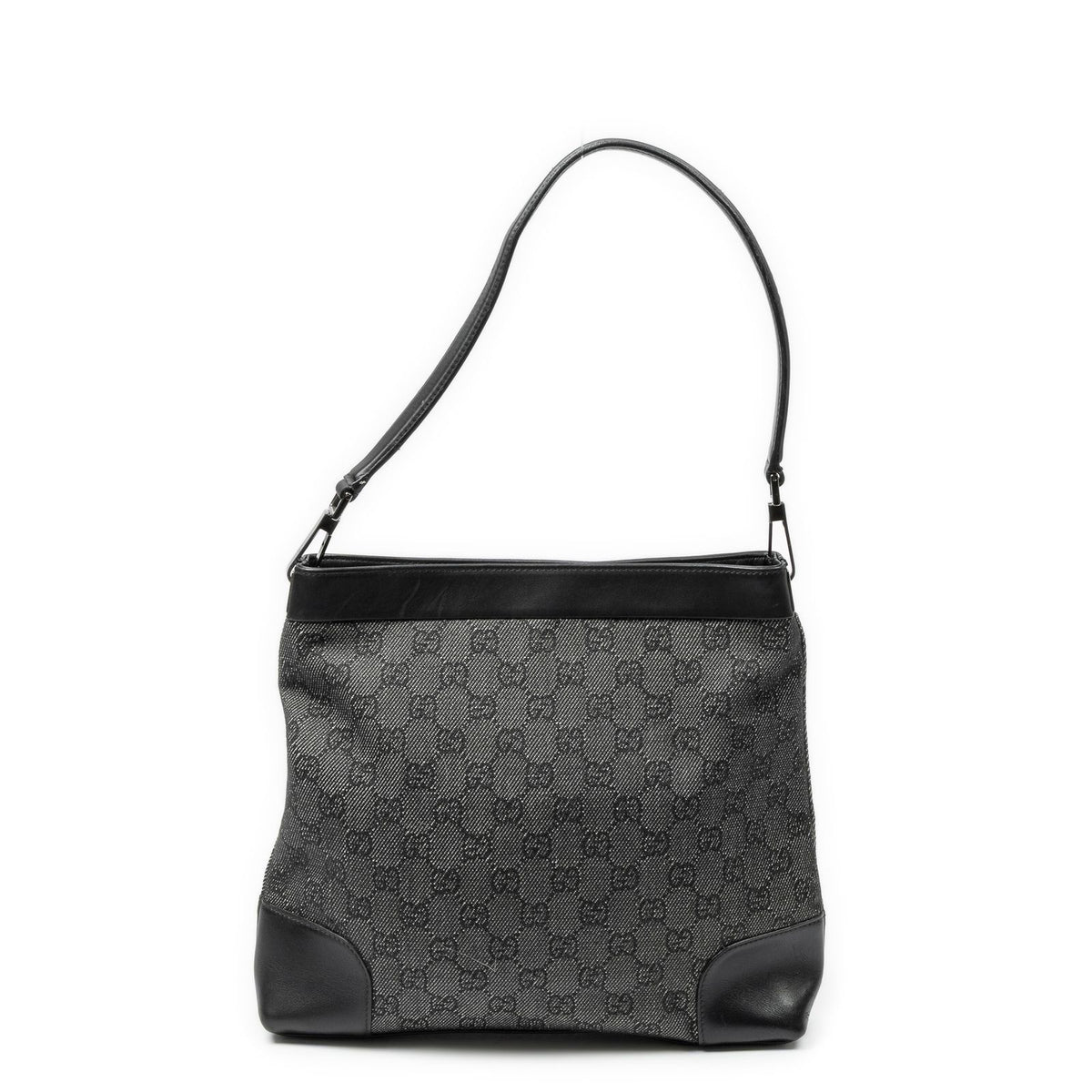 Gucci GG Hobo Shoulder Bag Black Denim Canvas — view 5