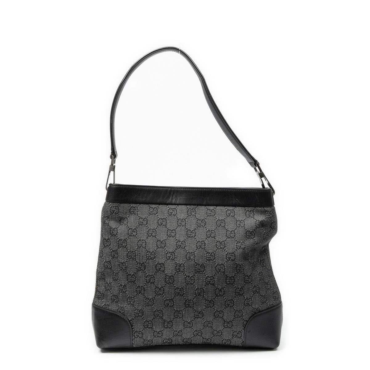 Gucci GG Hobo Shoulder Bag Black Denim Canvas
