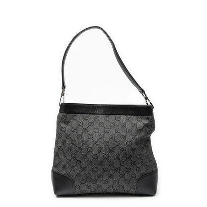 Gucci GG Hobo Shoulder Bag Black Denim Canvas