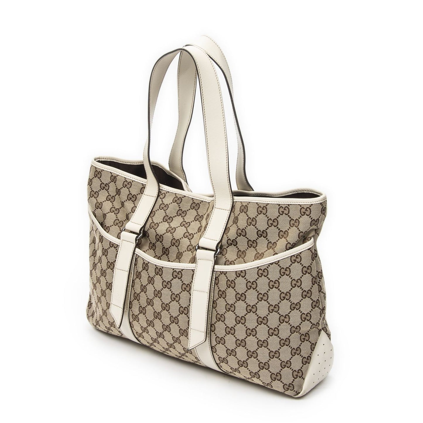 Gucci Shopping Tote Bag White Beige GG Canvas — view 2