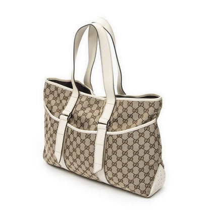 Gucci Shopping Tote Bag White Beige GG Canvas — view 2