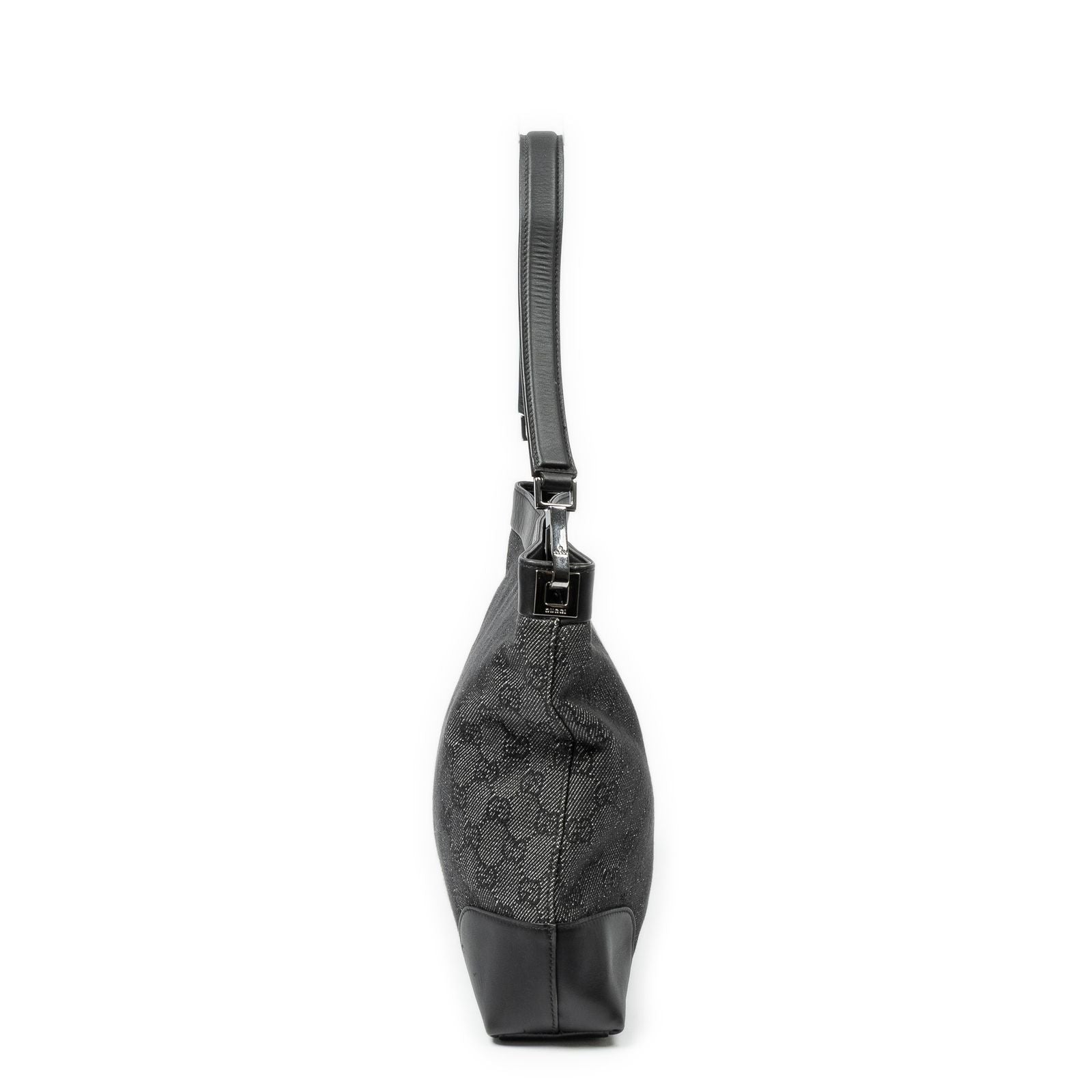 Gucci GG Hobo Shoulder Bag Black Denim Canvas — view 3