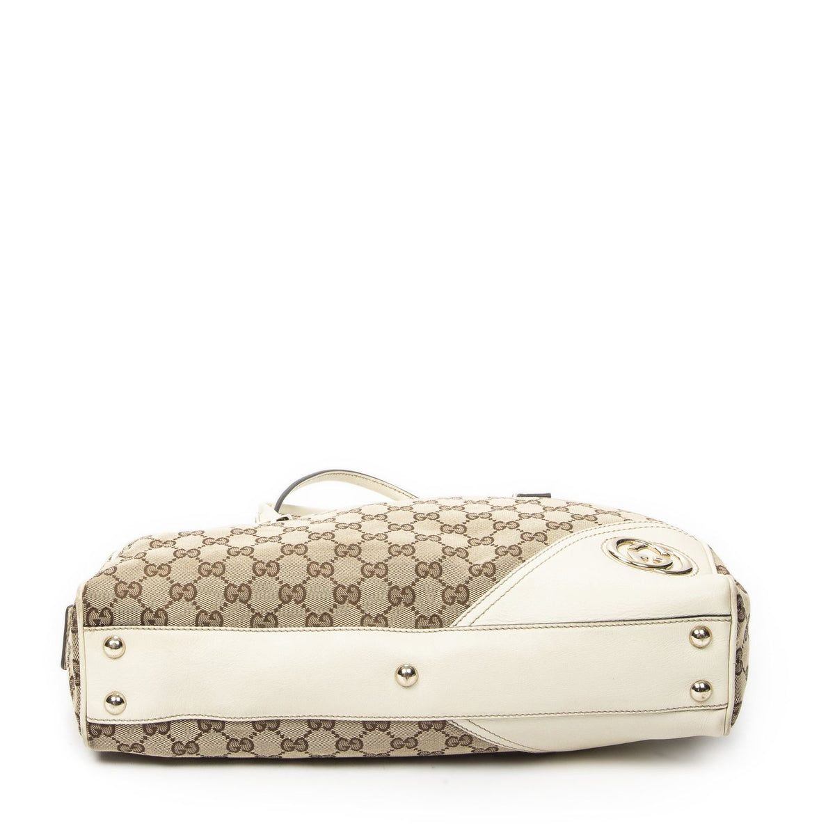 Gucci Britt Satchel Beige Ivory GG Canvas — view 6