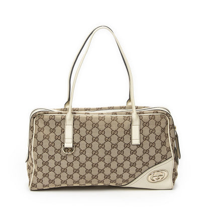 Gucci Britt Satchel Beige Ivory GG Canvas