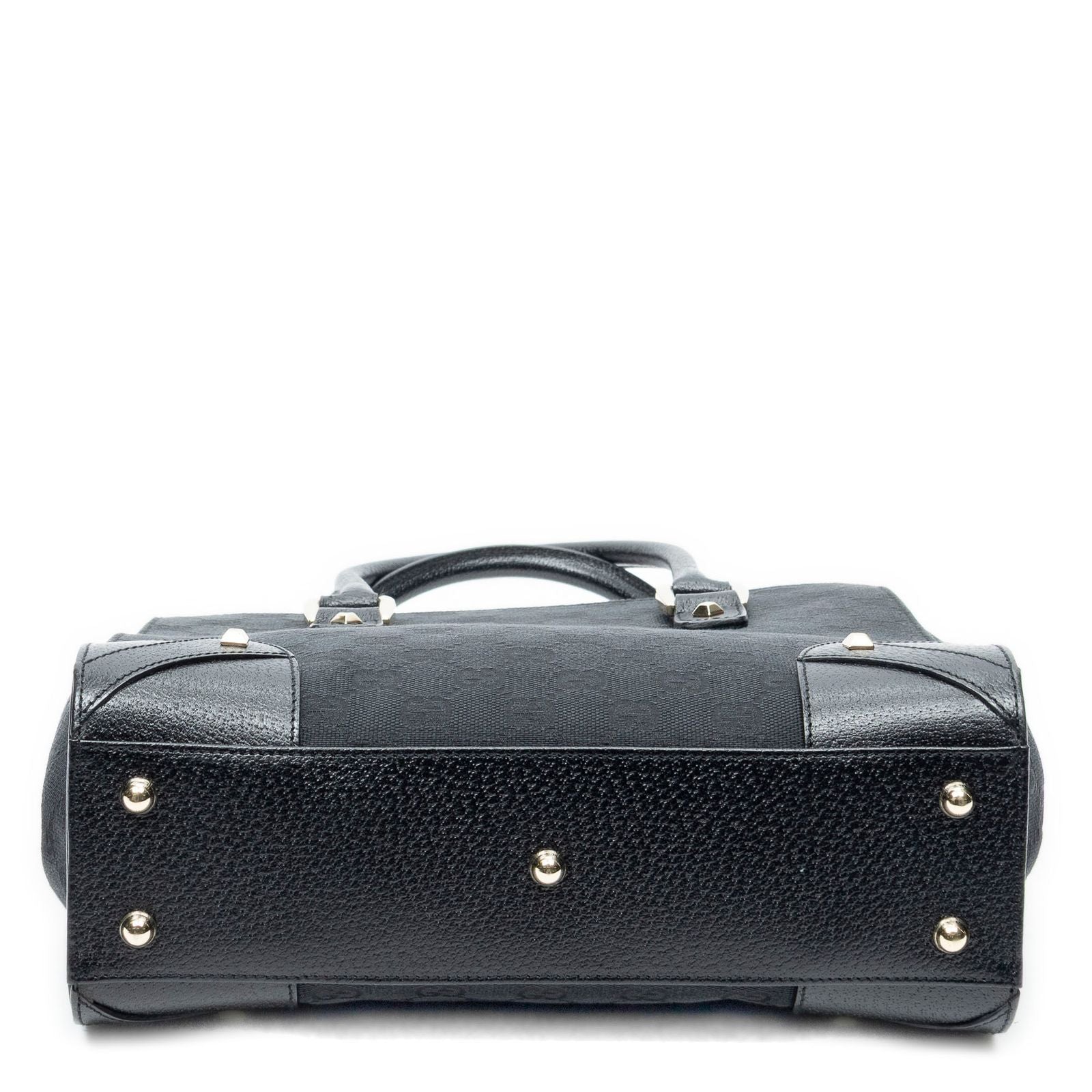 Gucci Nail Head Tote Bag Black GG Canvas — view 6