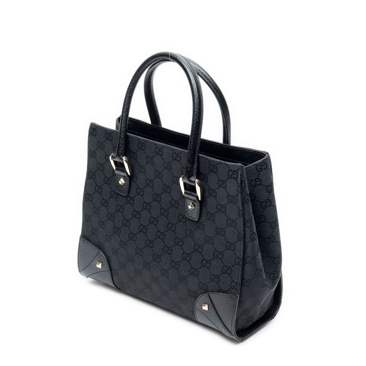 Gucci Nail Head Tote Bag Black GG Canvas — view 2