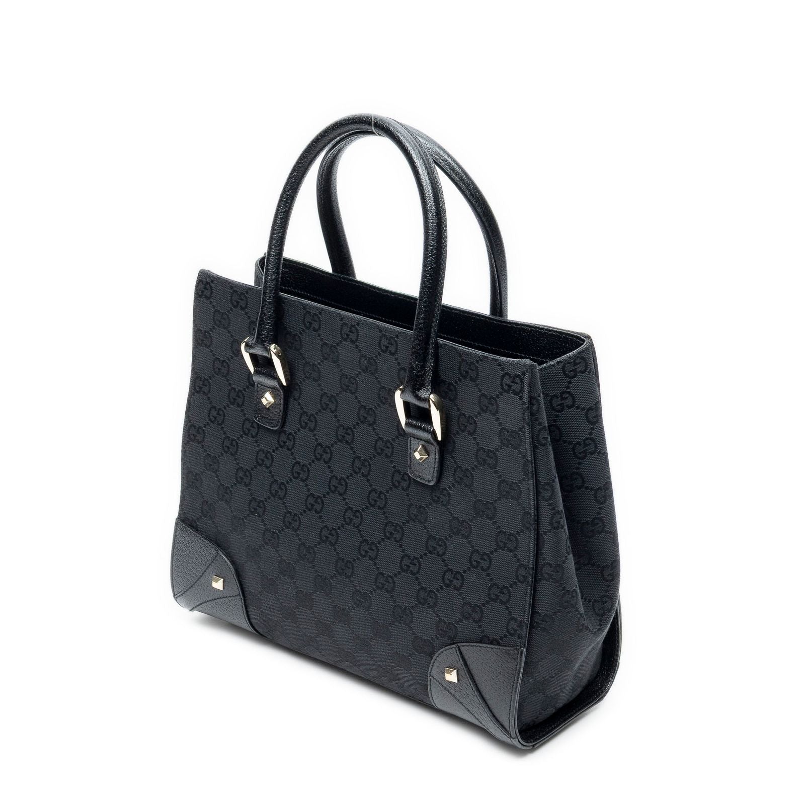 Gucci Nail Head Tote Bag Black GG Canvas — view 2