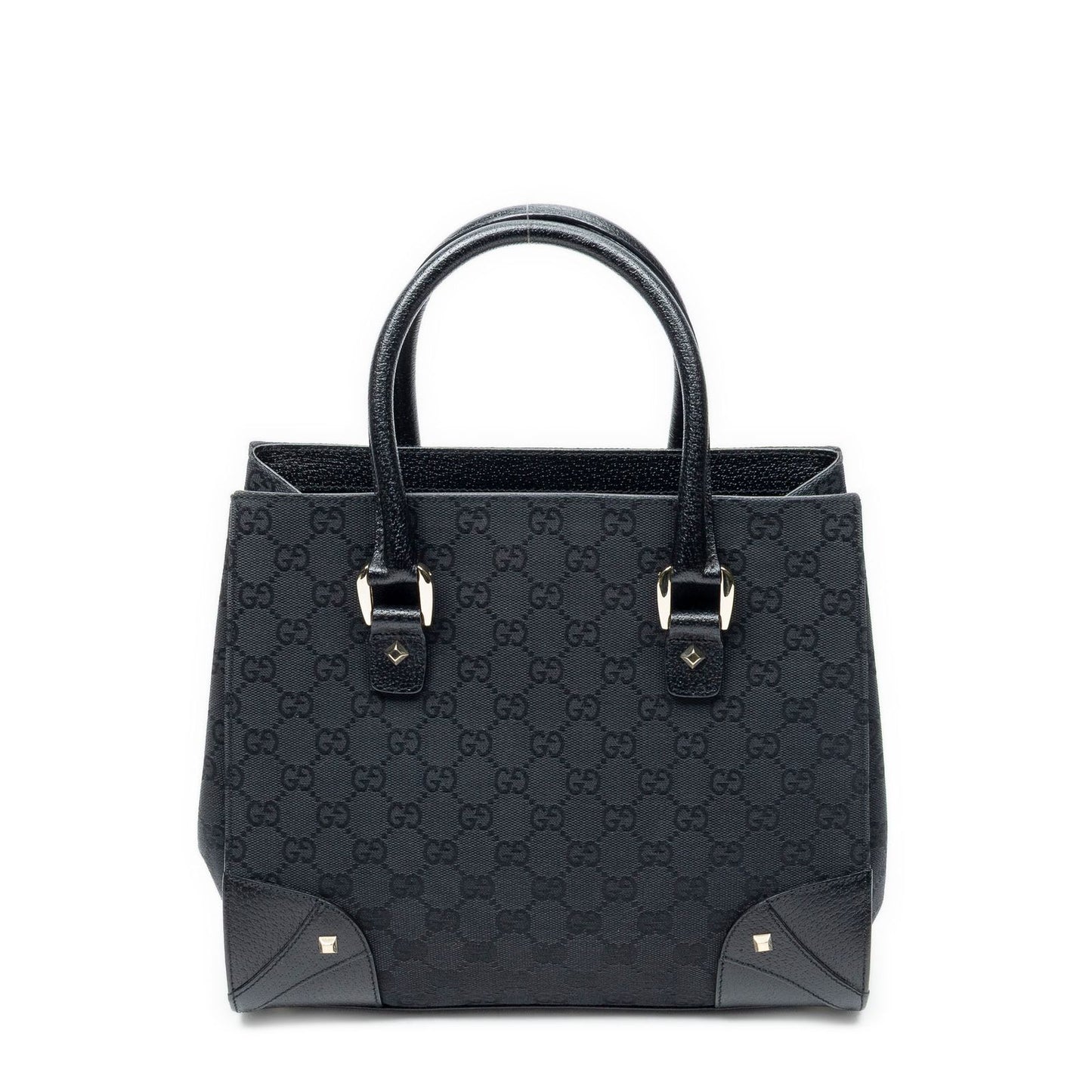 Gucci Nail Head Tote Bag Black GG Canvas — view 5
