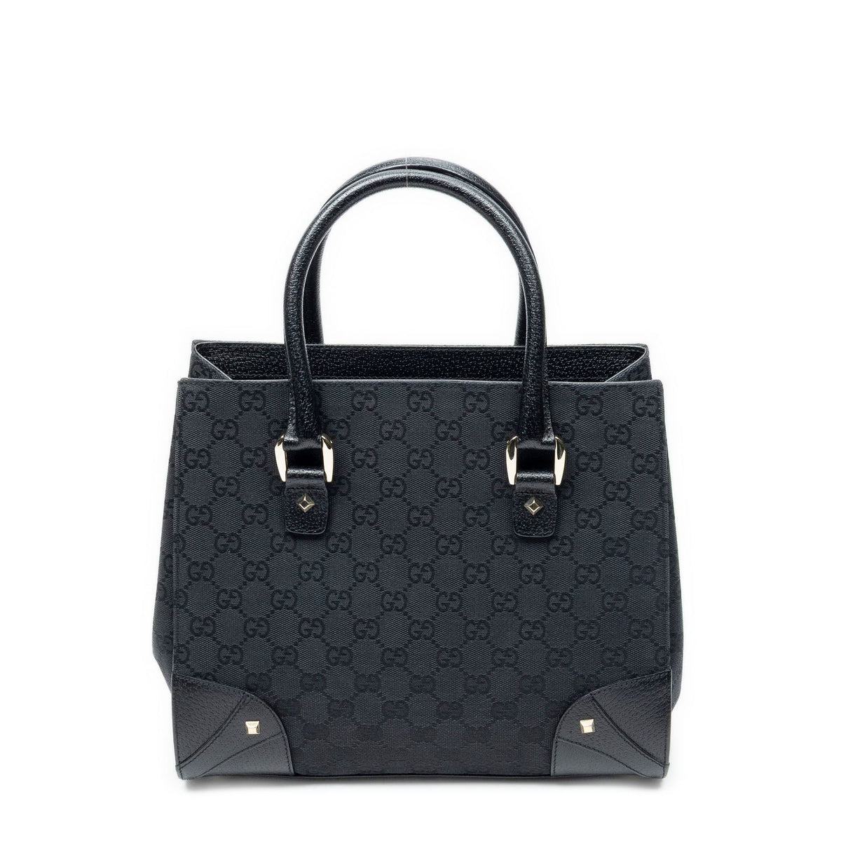 Gucci Nail Head Tote Bag Black GG Canvas — view 5