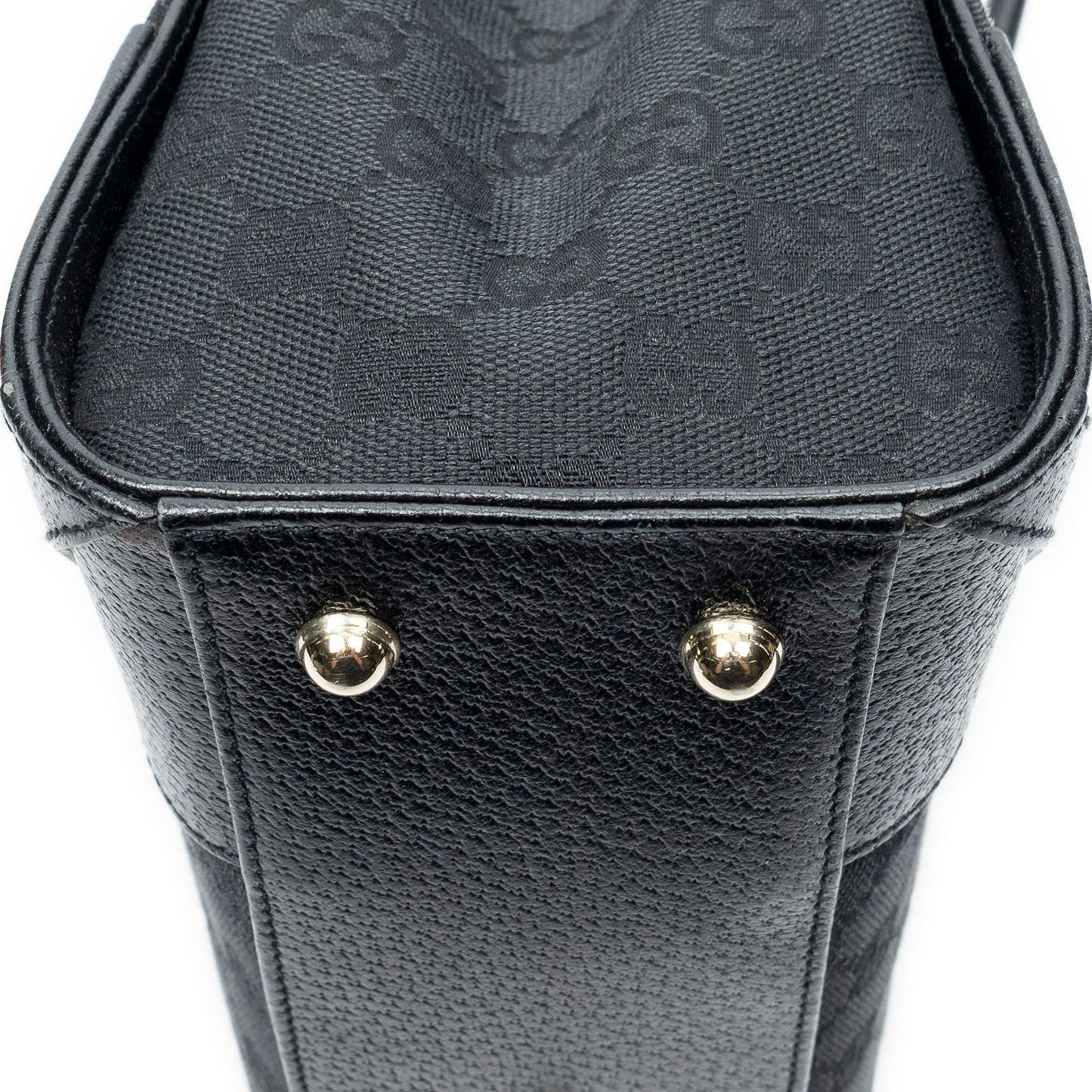 Gucci Nail Head Tote Bag Black GG Canvas — view 8