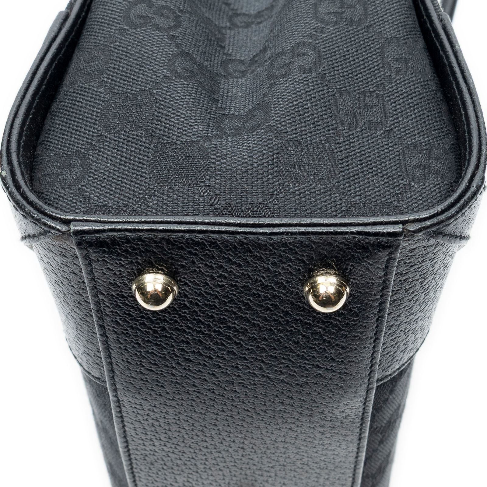 Gucci Nail Head Tote Bag Black GG Canvas — view 8