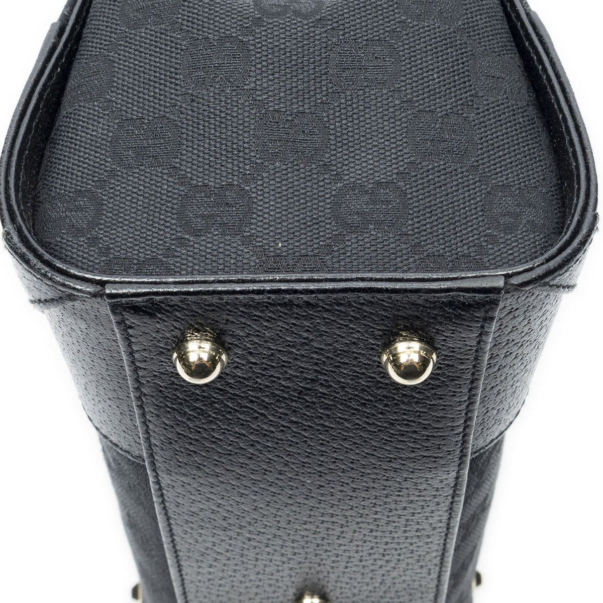 Gucci Nail Head Tote Bag Black GG Canvas — view 7