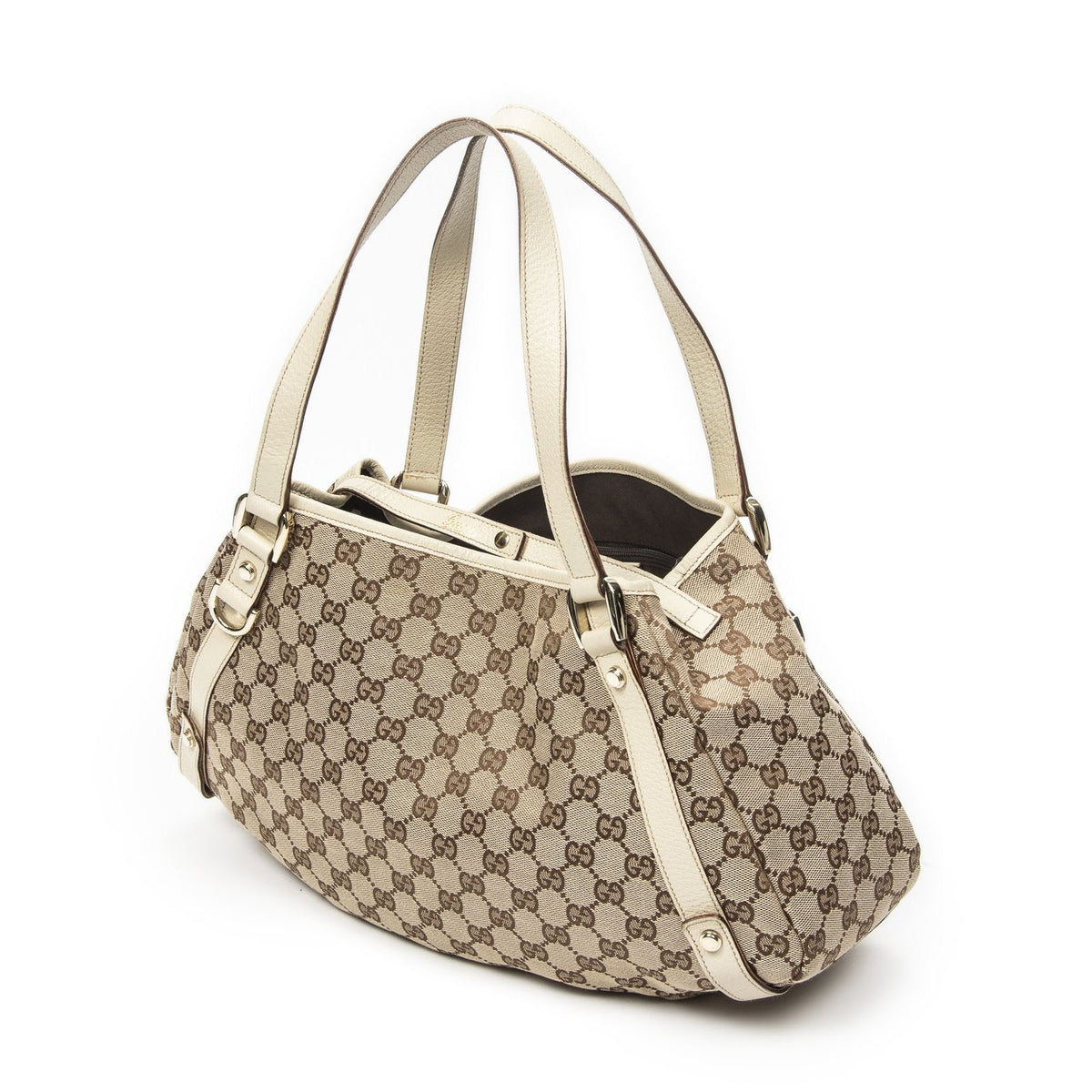 Gucci Abbey Hobo Crossbody Ivory Beige GG Canvas — view 2