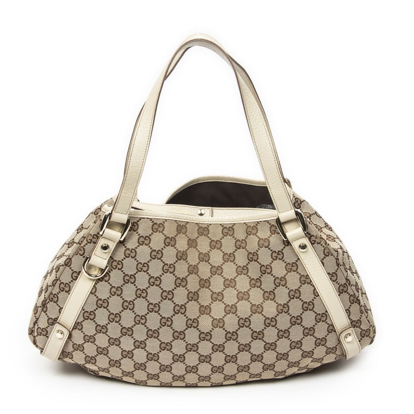 Gucci Abbey Hobo Crossbody Ivory Beige GG Canvas