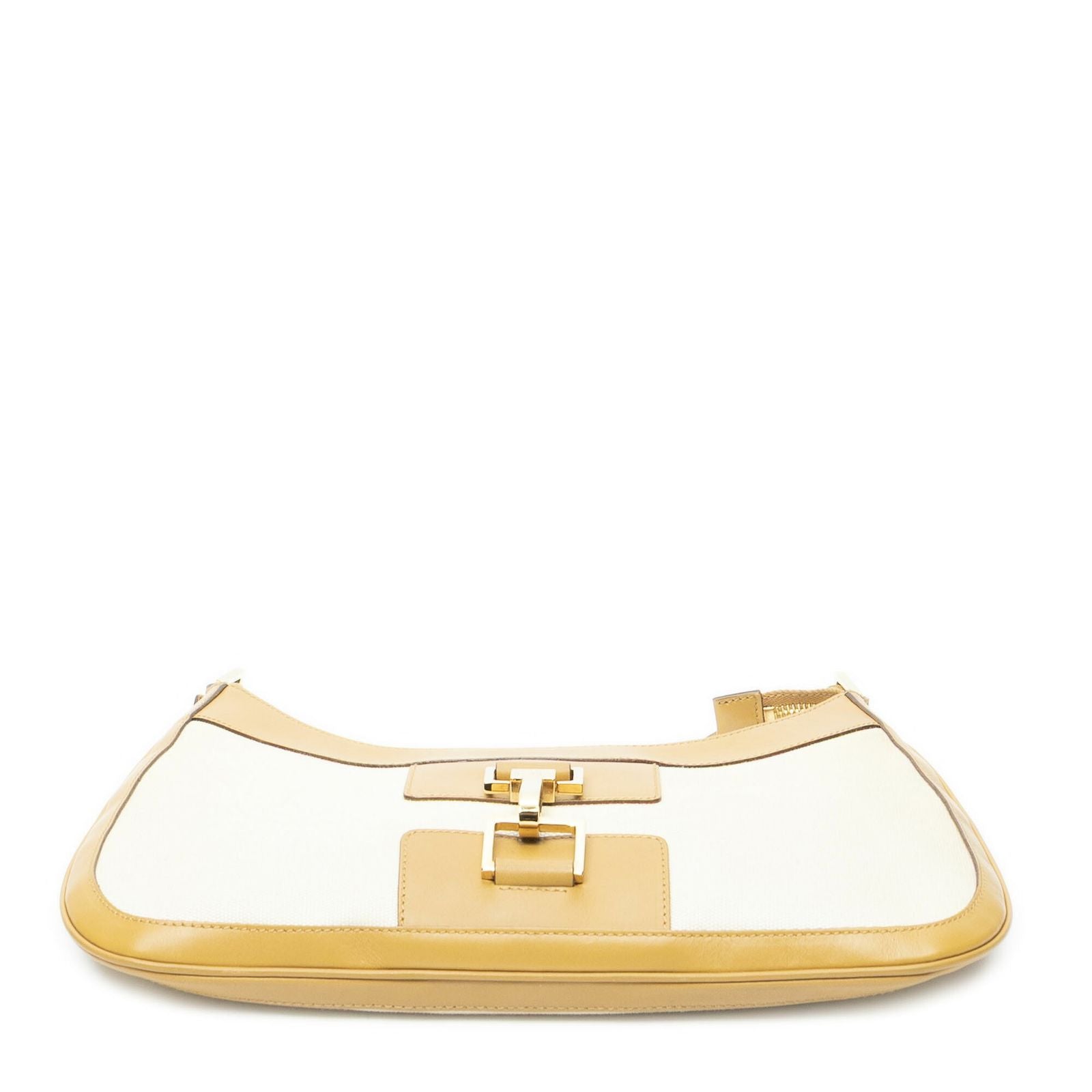 Gucci Zip Hobotan Ivory Woven Canvas Shoulder Bag — view 6