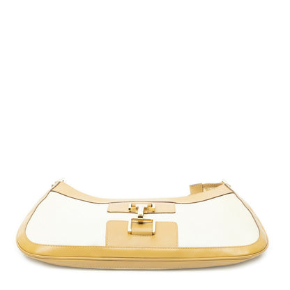 Gucci Zip Hobotan Ivory Woven Canvas Shoulder Bag — view 6