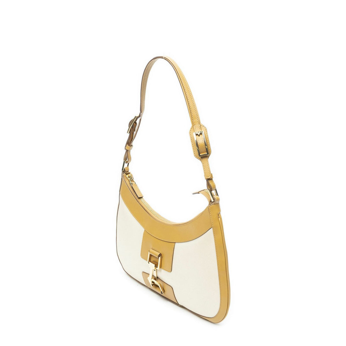 Gucci Zip Hobotan Ivory Woven Canvas Shoulder Bag — view 2