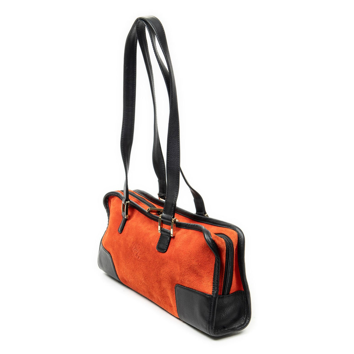 Loewevintage Amazona East West Red Black Suede Leather Shoulder Bag — view 2