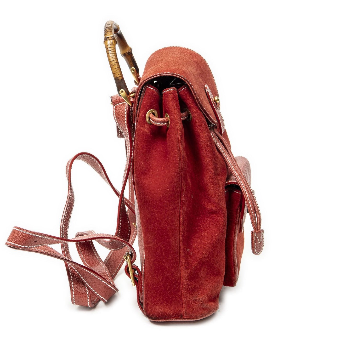 Gucci Mini Bamboo Backpack Red Suede Leather — view 4