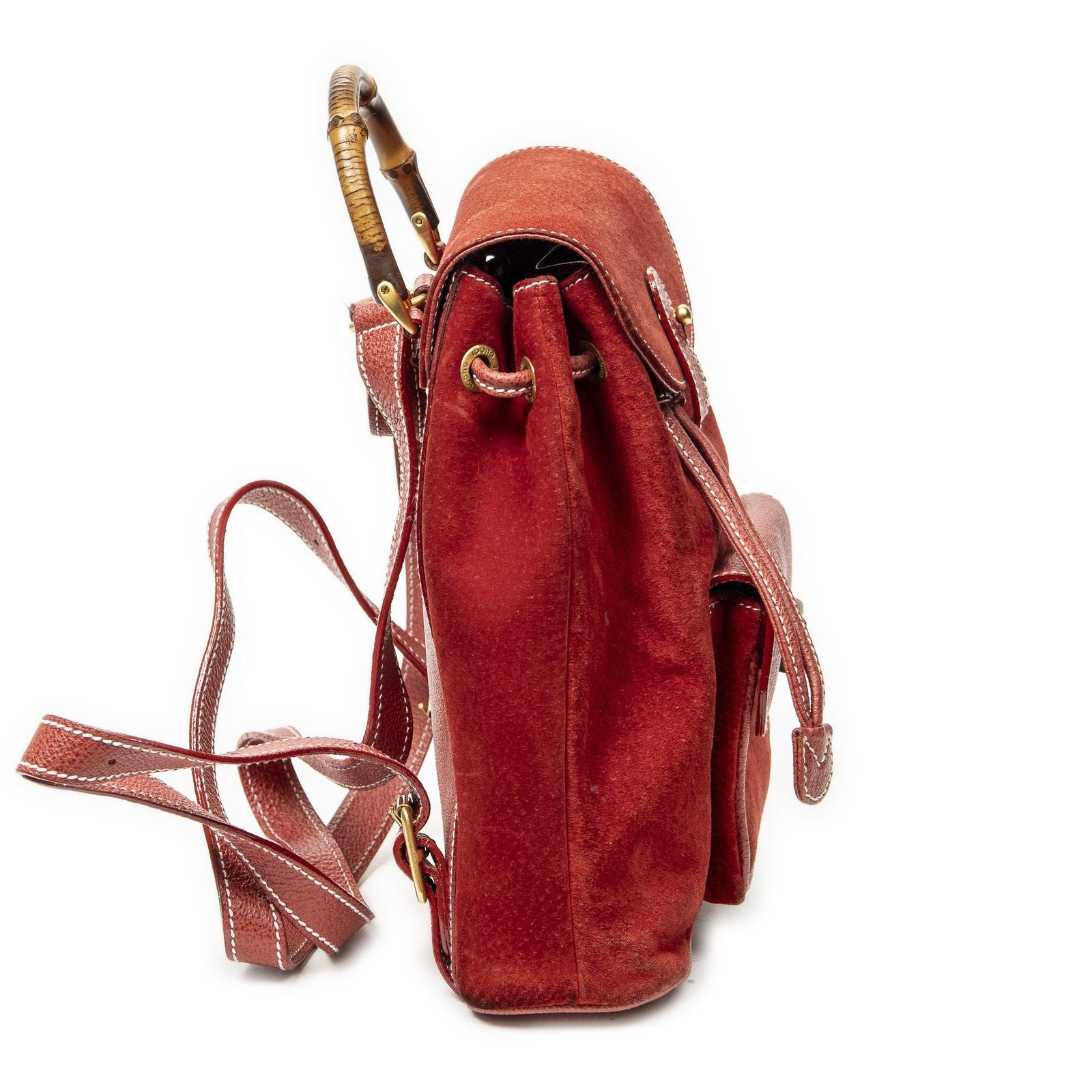Gucci Mini Bamboo Backpack Red Suede Leather — view 4