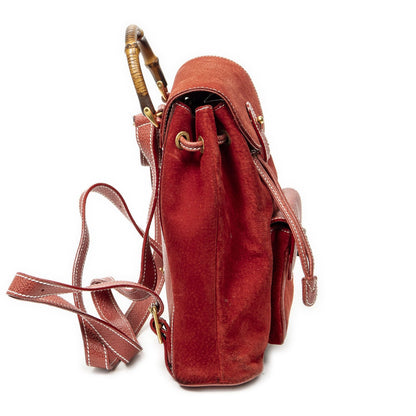 Gucci Mini Bamboo Backpack Red Suede Leather — view 4