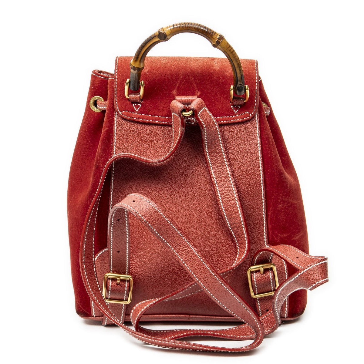 Gucci Mini Bamboo Backpack Red Suede Leather — view 5