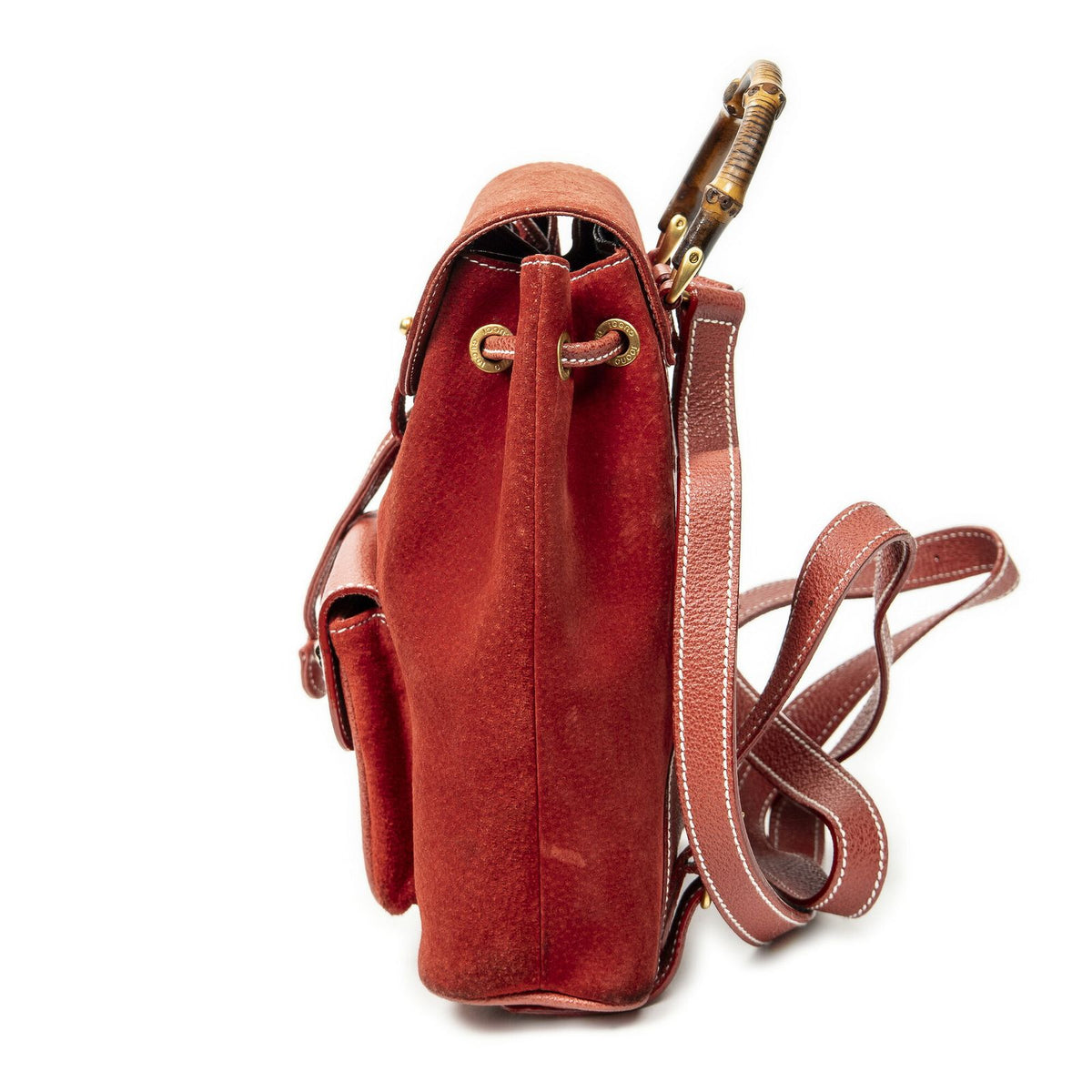 Gucci Mini Bamboo Backpack Red Suede Leather — view 3