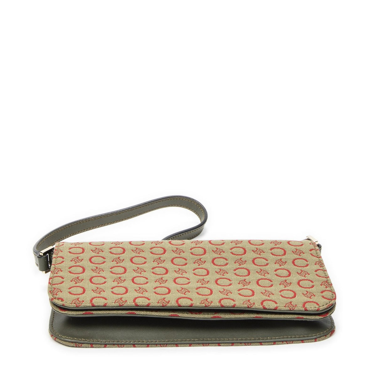 Celine Vintage CD Flap Shoulder Bag Green Red C Macadam Canvas — view 6