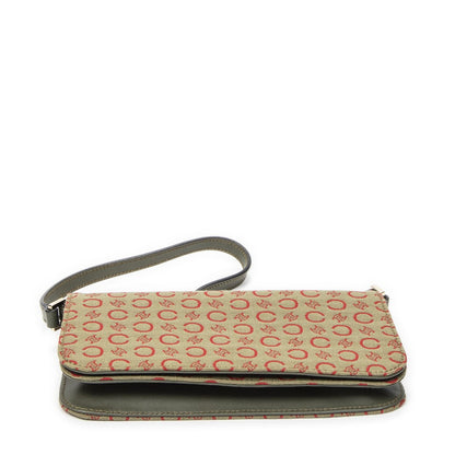 Celine Vintage CD Flap Shoulder Bag Green Red C Macadam Canvas — view 6
