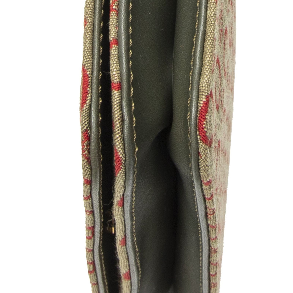 Celine Vintage CD Flap Shoulder Bag Green Red C Macadam Canvas — view 8