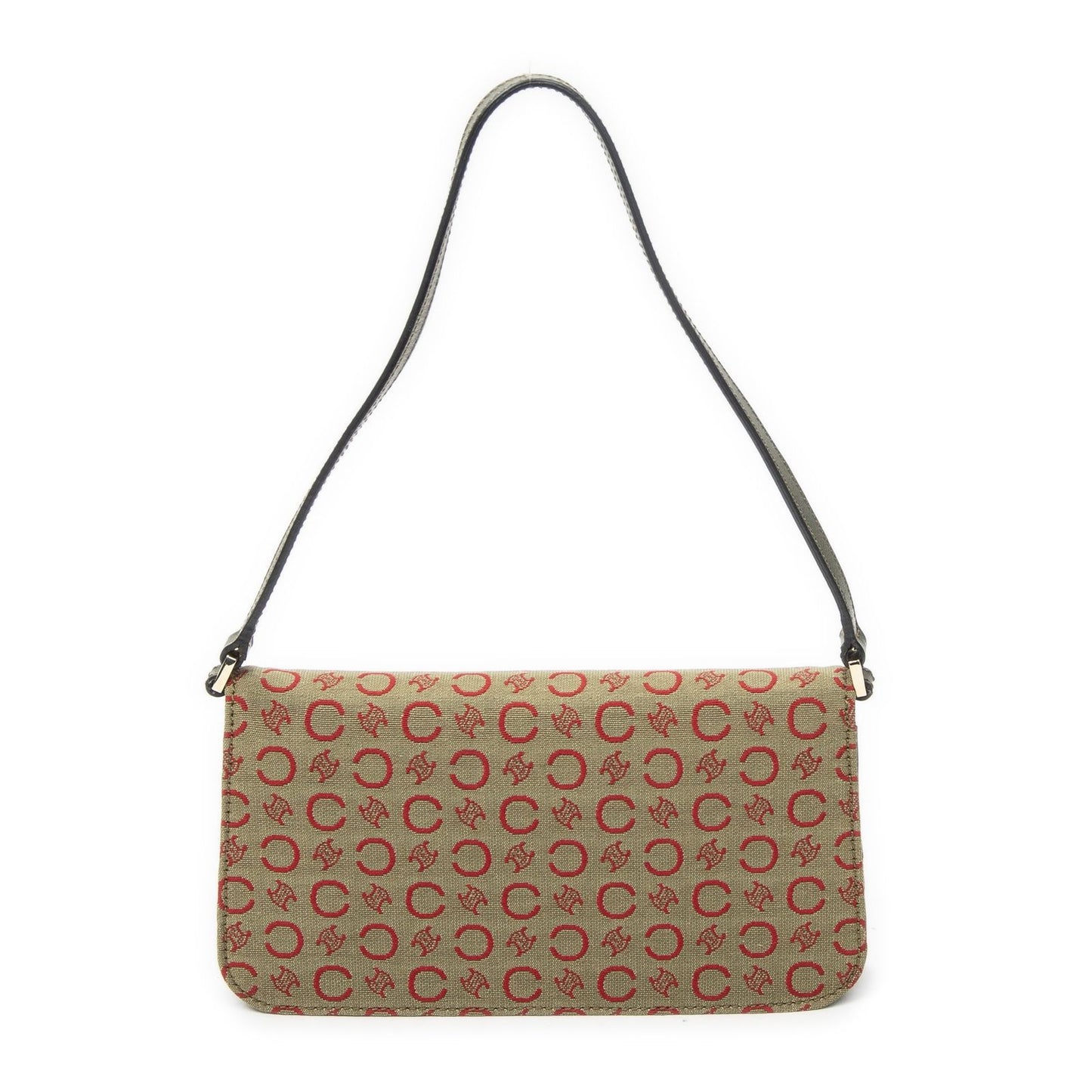 Celine Vintage CD Flap Shoulder Bag Green Red C Macadam Canvas — view 5