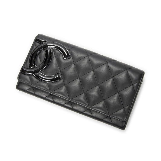 Chanel Cambon Ligne Continental Wallet Black Quilted Lambskin Leather