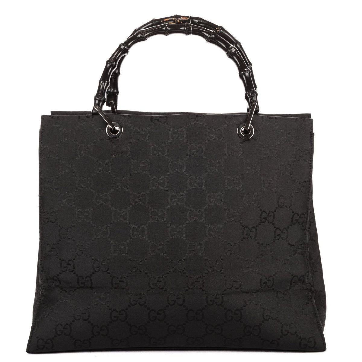 Gucci Bamboo Top Handle Black GG Canvas — view 5