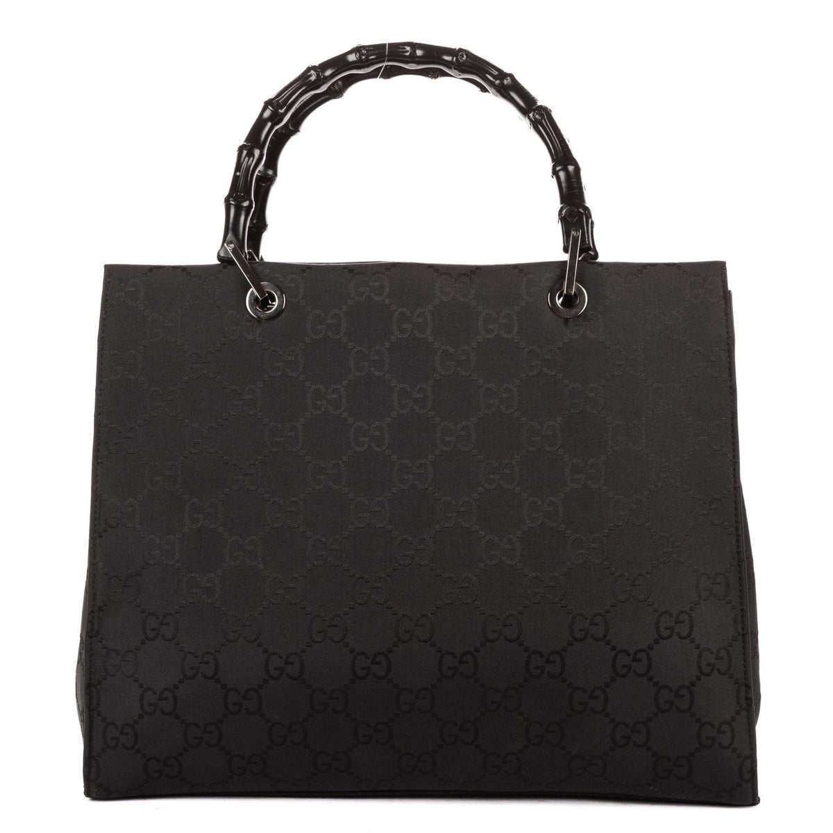 Gucci Bamboo Top Handle Black GG Canvas