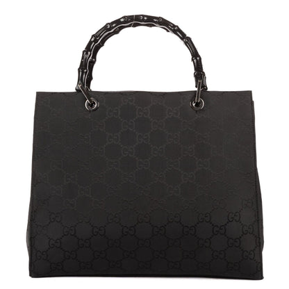 Gucci Bamboo Top Handle Black GG Canvas