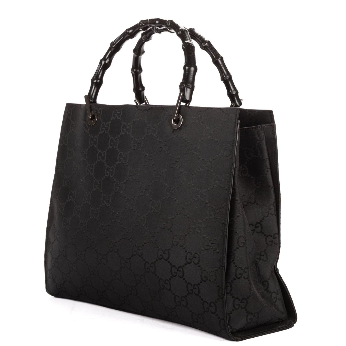 Gucci Bamboo Top Handle Black GG Canvas — view 2