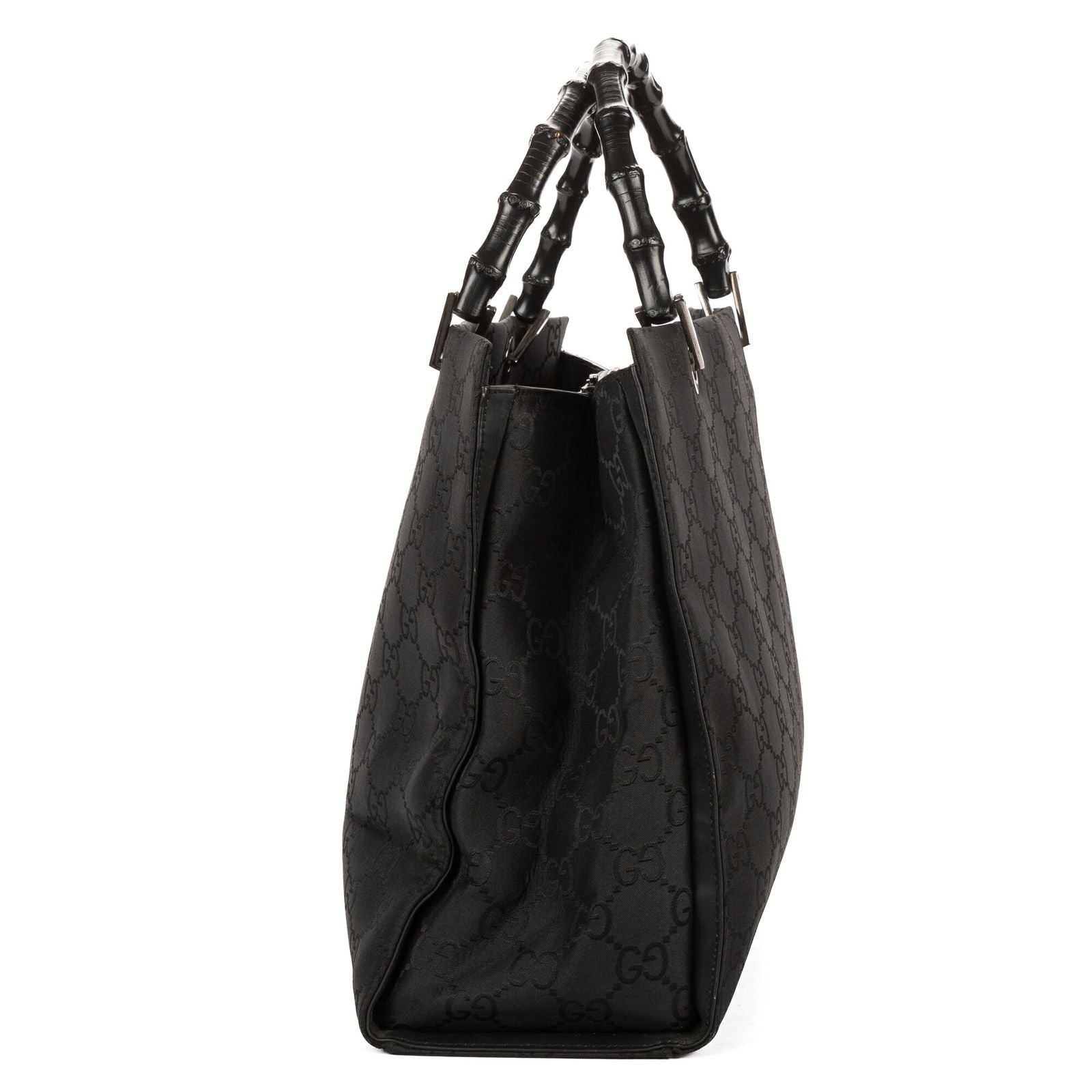 Gucci Bamboo Top Handle Black GG Canvas — view 4
